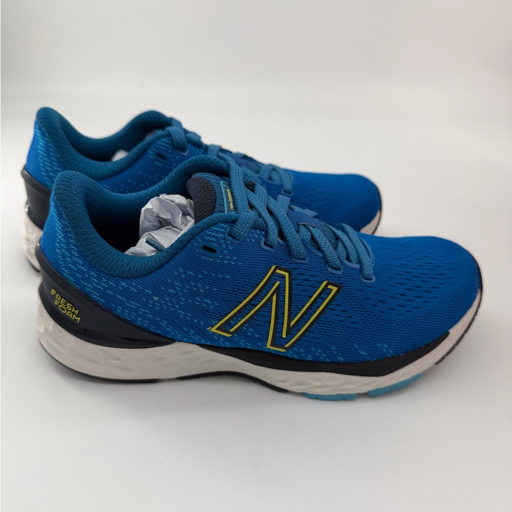 New Balance Kids Blue Athletic Sneakers with Yellow Accent